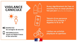 vigilance orange canicule à partir de ce mardi 07 juillet à 12h00.